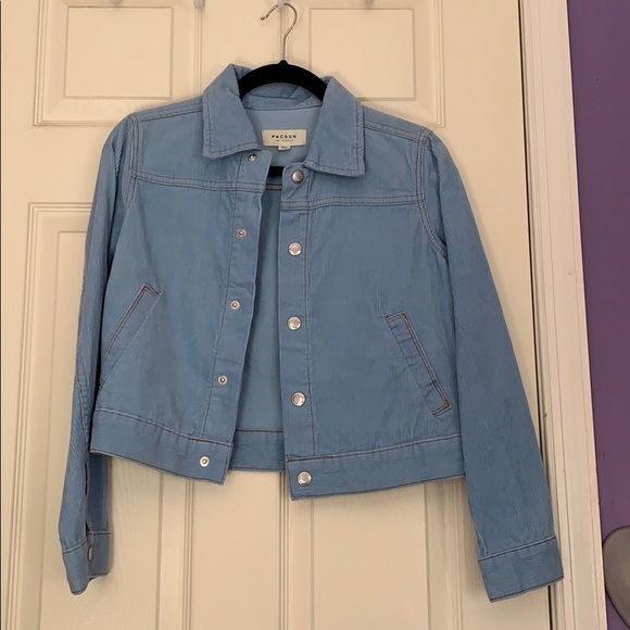 Coats | Cropped Blue Corduroy Jacket 
